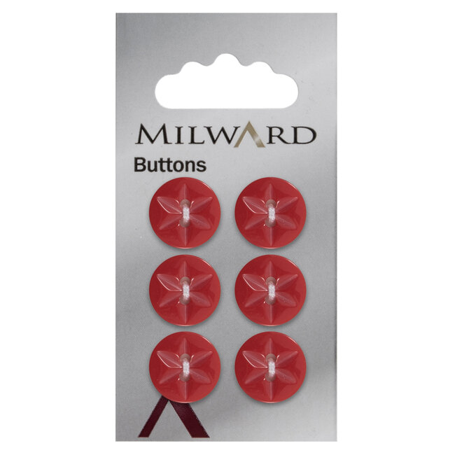 Milward Rode Glans Knopen op kaart 15 mm: Verpakking van 6