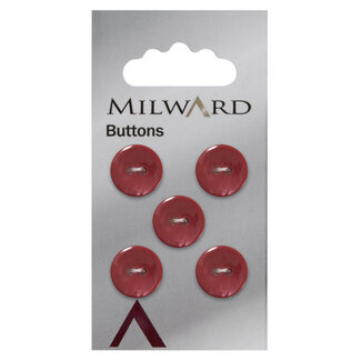 Milward Rode Glans Knopen op kaart 13 mm: Verpakking van 5