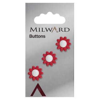 Milward Knopen 14 mm Rood  3 stuks