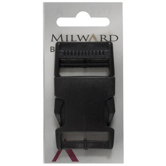 Milward Zwarte polyester vierkante gesp 25 mm
