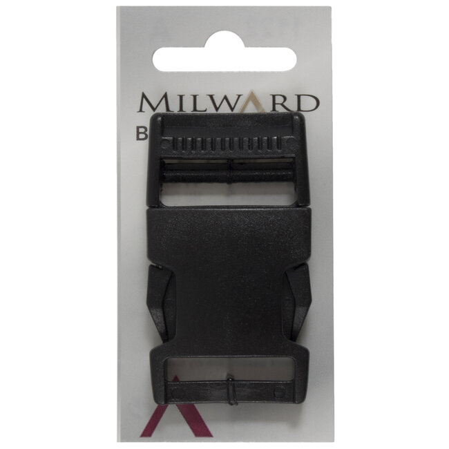Milward Zwarte polyester vierkante gesp 25 mm