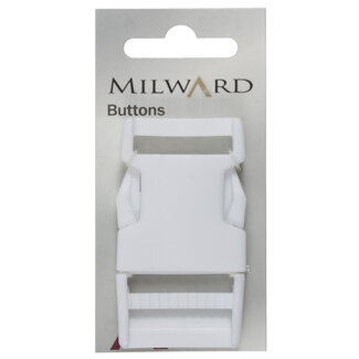 Milward Wit polyester vierkante gesp 25 mm