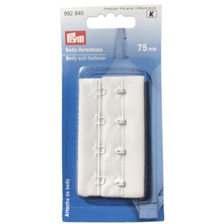 Prym Bodystockingsluiting 75mm breed WIT