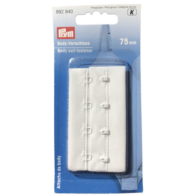 Prym Bodystockingsluiting 75mm breed WIT