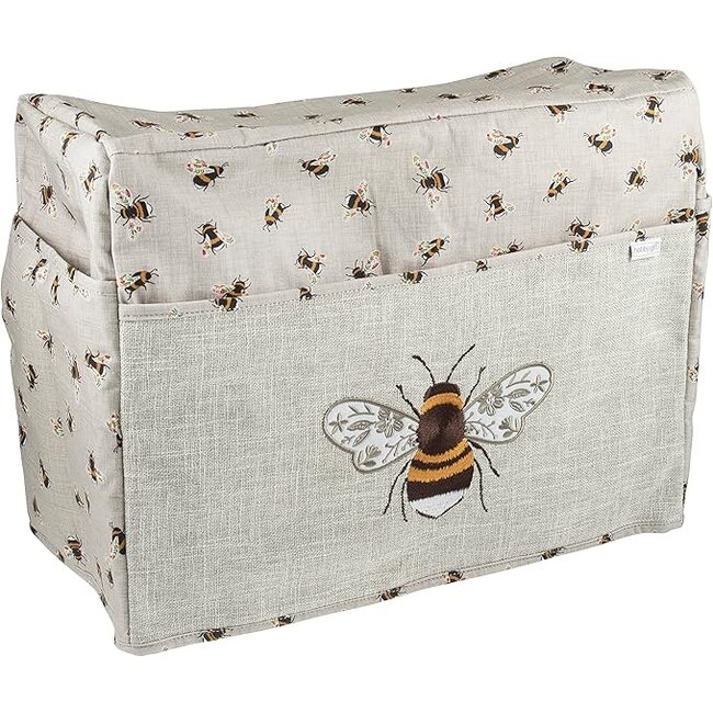 Huismerk Nähmaschinenhülle mit Fächern mit Bienenstickerei