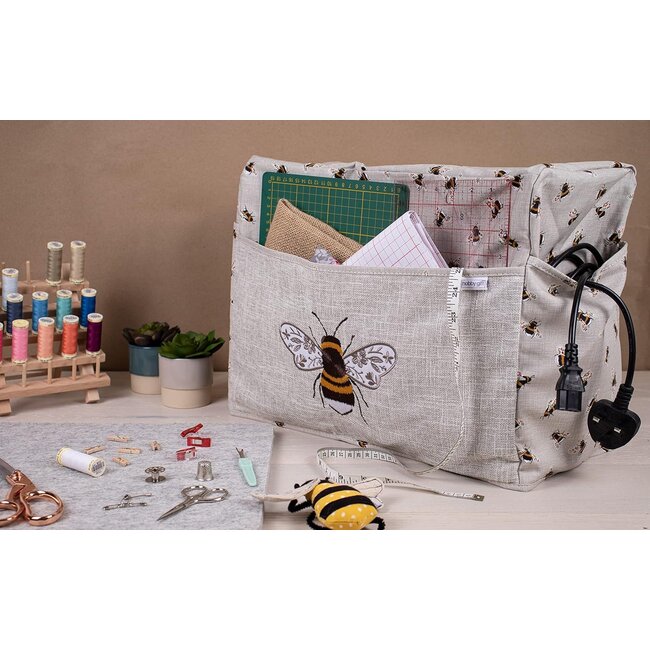 Huismerk Naaimachine Hoes met vakken met bijen borduursel
