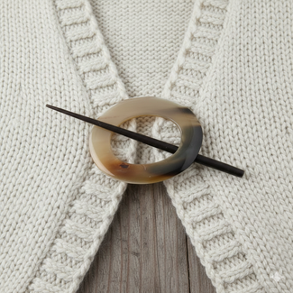 Huismerk Strickjackenverschluss Horn oval 9cm