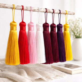 Huismerk Quasten 8 cm lang und 1 cm dick, Satin, in verschiedenen Farben erhältlich