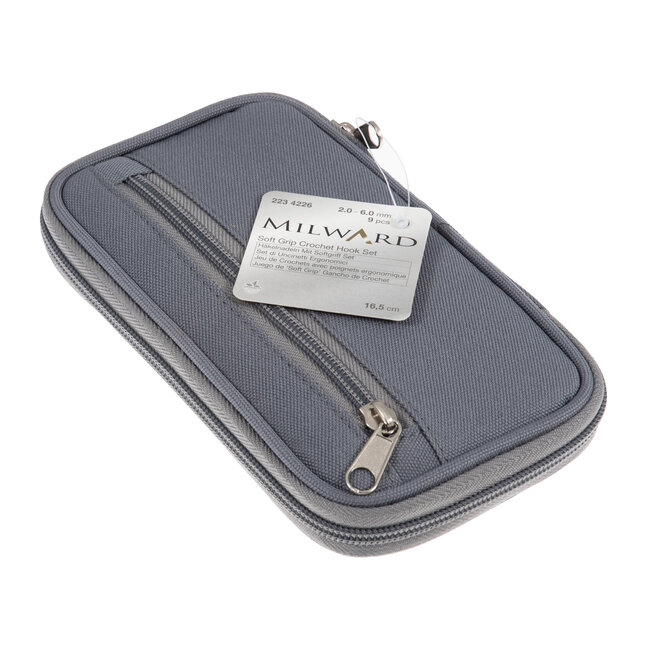 Milward Haaknaaldenset in etui met ritssluiting: Softgrip: 16,5 cm x 2,00 - 6,00 mm: Verpakking van 9 stuks
