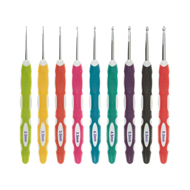 Milward Häkelnadel-Set im Etui mit Reißverschluss: Softgrip: 16,5 cm x 2,00 - 6,00 mm: Packung mit 9 Stück
