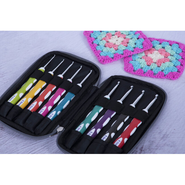 Milward Häkelnadel-Set im Etui mit Reißverschluss: Softgrip: 16,5 cm x 2,00 - 6,00 mm: Packung mit 9 Stück