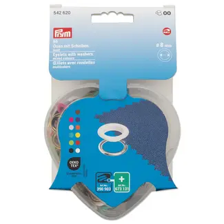 Prym Ösen mit Scheiben, verschiedene Farben, in einer herzförmigen Box