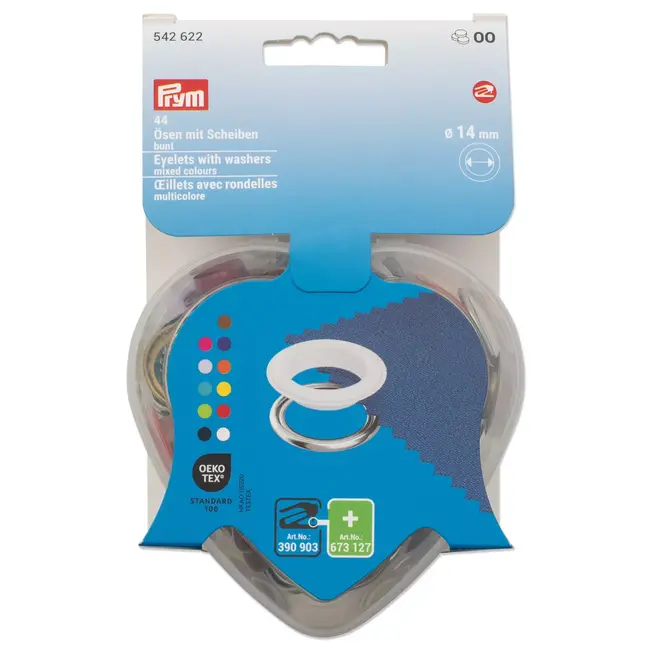 Prym Oogjes met ringen, diverse kleuren, in een hartvormig doosje