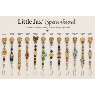 Huismerk Little Jax® Spenenkoord – Stijlvolle & Veilige Speenclip van Hout en Siliconen