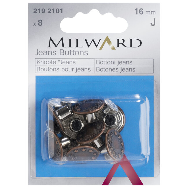 Milward Jeansknopen 16mm nikkel - 8st
