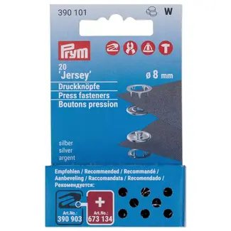 Prym Navulset voor Jersey drukknoopsluitingen, ring, 8 mm, zilverkleurig