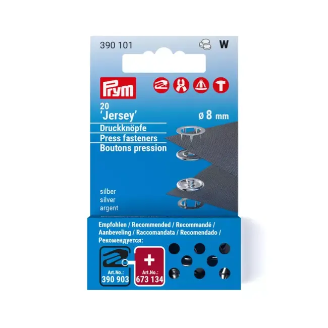 Prym Navulset voor Jersey drukknoopsluitingen, ring, 8 mm, zilverkleurig