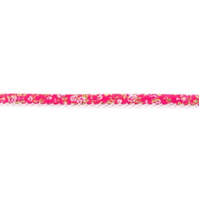 Huismerk Popeline Schrägband Blümchen mit Spitze