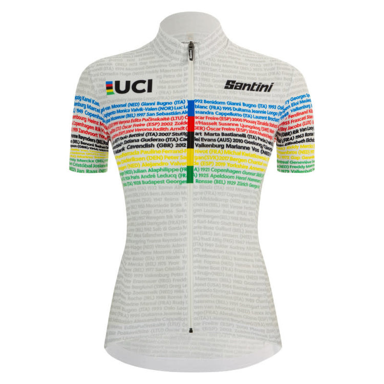 SANTINI UCI WORLD CHAMPION JERSEY FOR LADY-WHITE