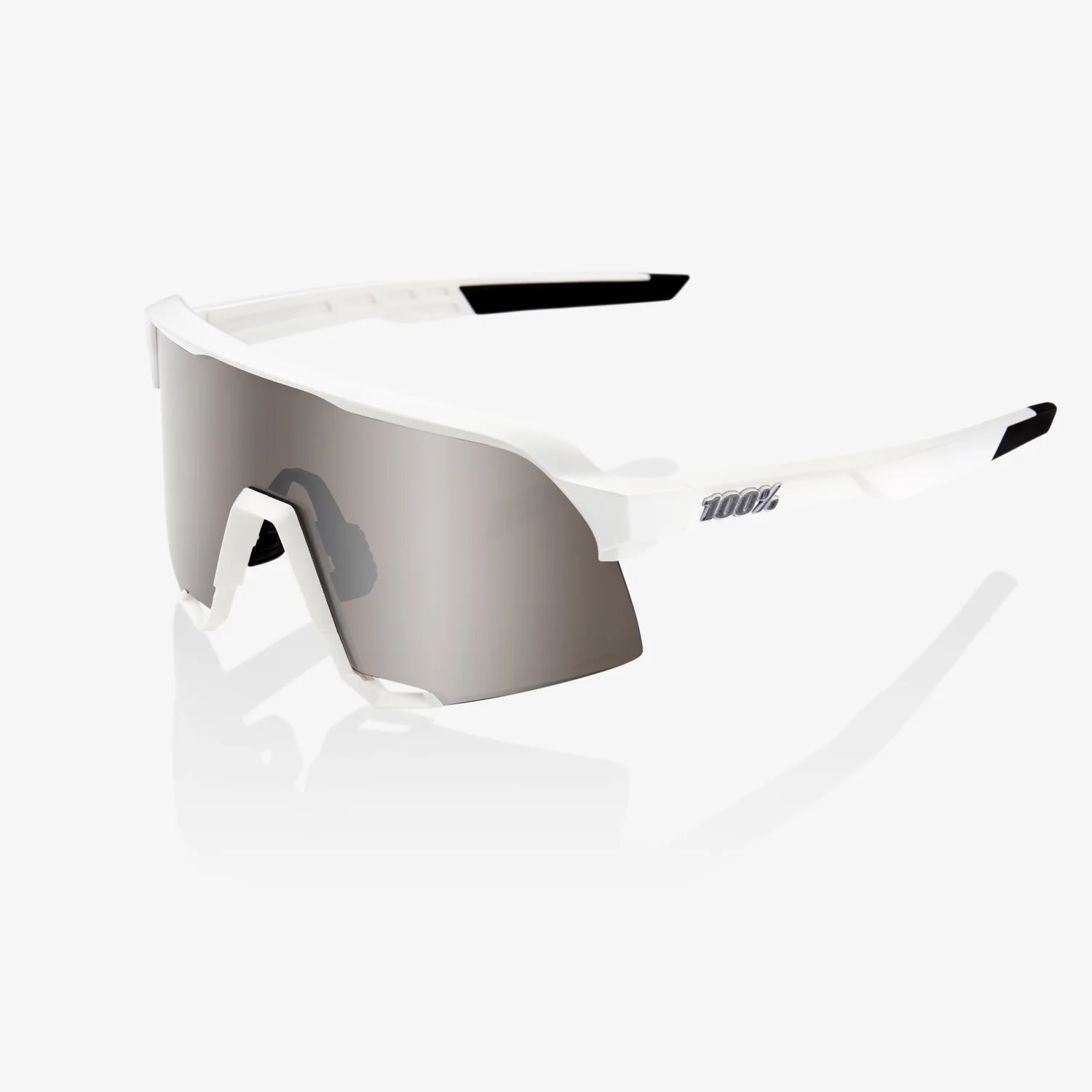 S3 Eyewear Matte White - HiPER Silver Mirror Lens - Extreme Sports