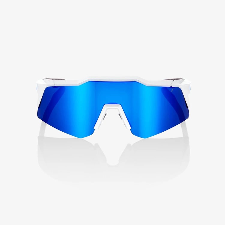 100% Speedcraft XS Eyewear Matte White - Blue Multilayer Mirror Lens