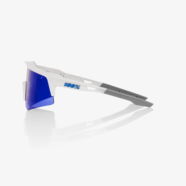 100% Speedcraft XS Eyewear Matte White - Blue Multilayer Mirror Lens
