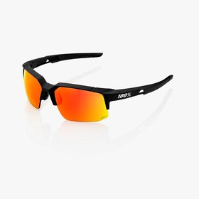 100% Speedcoupe Eyewear Soft Tact Black - HIPER Red Multilayer Mirror Lens