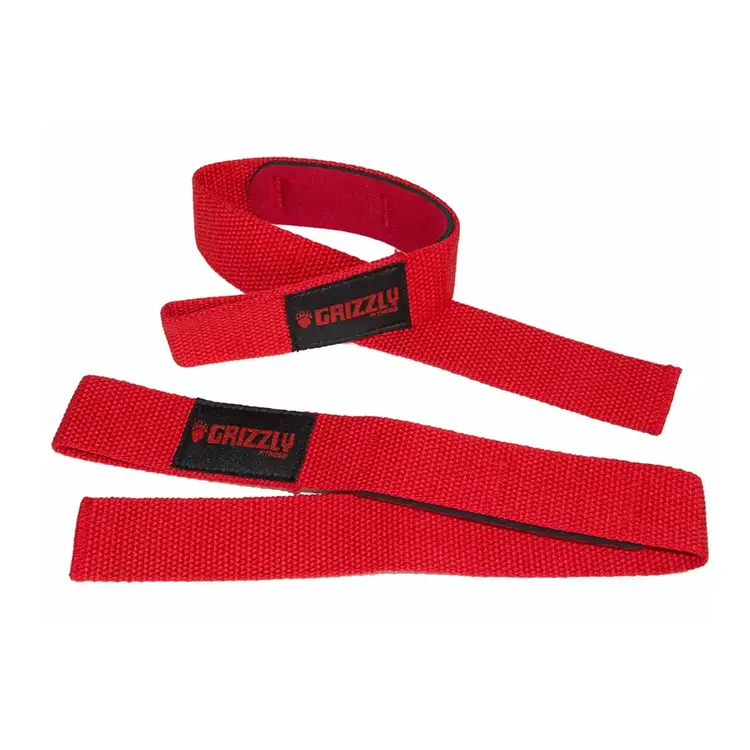 GRIZZLY FITNESS PADDED COTTON AND NYLON WEIGHT LIFTING WRIST STRAPS
