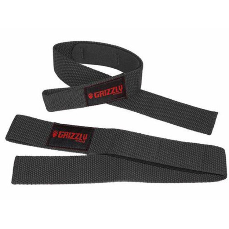 GRIZZLY FITNESS PADDED COTTON AND NYLON WEIGHT LIFTING WRIST STRAPS