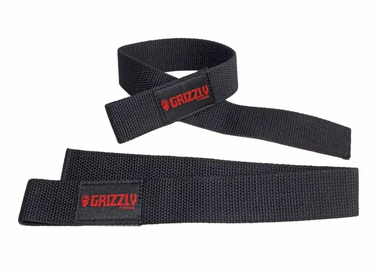 GRIZZLY FITNESS COTTON AND NYLON WEIGHT LIFTING WRIST STRAPS