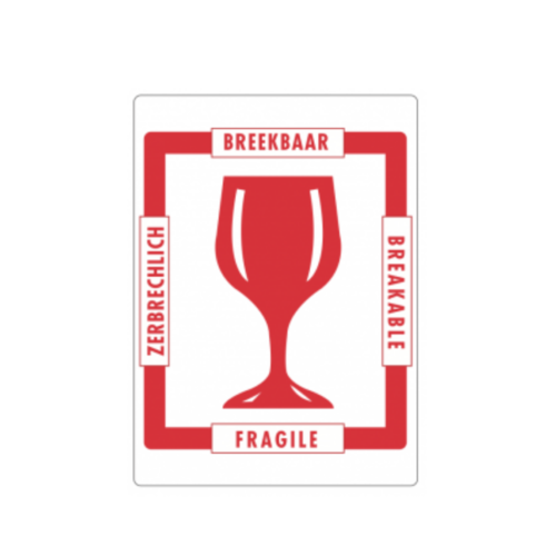 Master'in Waarschuwingsetiketten - "Fragile met Glas"