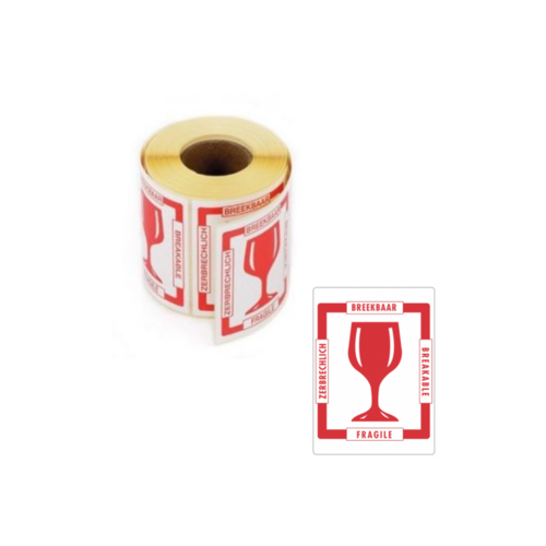 Master'in Waarschuwingsetiketten - "Fragile met Glas"