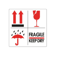 Waarschuwingsetiketten - "Dubbele pijl + Glas + Paraplu + Fragile"