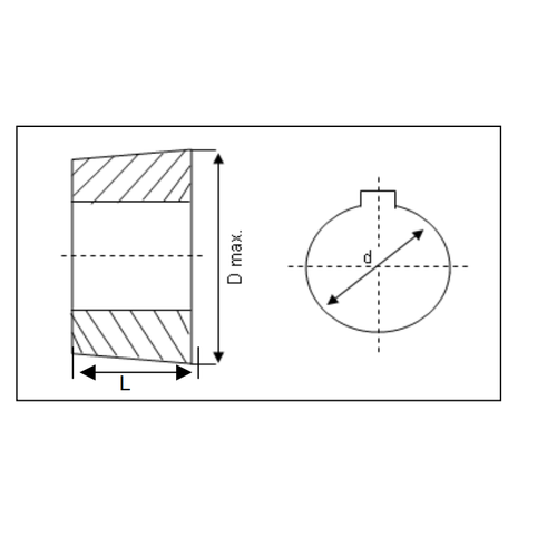 DTS-Products Klembus Taperlock serie 1008 boring 10 met spie 3mm