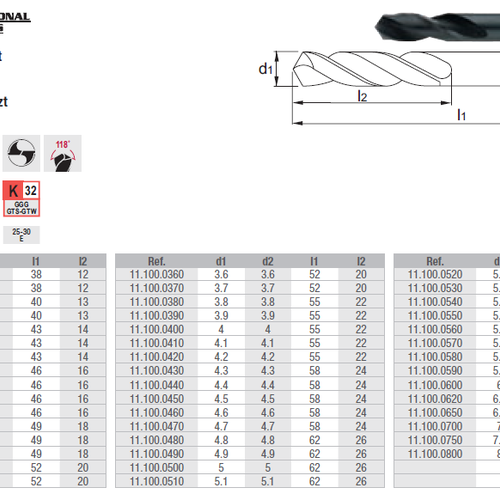 International Tools ECO HSS Spiraalboor 11.100 DIN 1897 gewalst 2,0 mm per 10 stuks