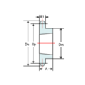 DTS-Products Kettingwiel taperlock simplex  06B-1  (3/8" x  7/32")  Z = 21 gehard