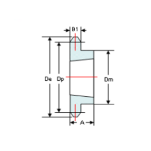 DTS-Products Kettingwiel taperlock simplex  06B-1  (3/8" x  7/32")  Z = 21 gehard