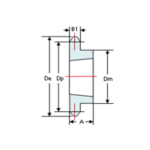 DTS-Products Kettingwiel taperlock simplex  08B-1  (1/2" x  5/16")  Z = 16  gehard