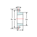 DTS-Products Kettingwiel taperlock simplex  24B-1  (1 1/2" x  1")  Z = 30 gehard