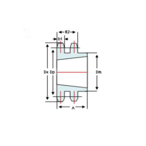 DTS-Products Kettingwiel taperlock duplex  06B-2  (3/8" x  7/32")  Z = 18 gehard