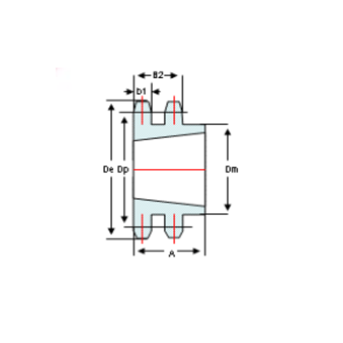 DTS-Products Kettingwiel taperlock duplex  06B-2  (3/8" x  7/32")  Z = 60 gehard
