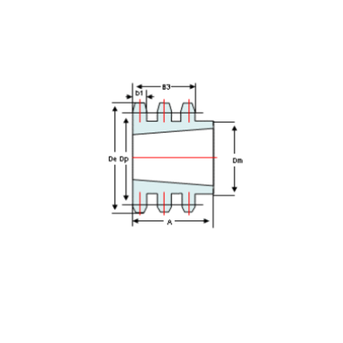 DTS-Products Kettingwiel taperlock triplex  08B-3  (1/2" x 5/16")  Z = 25 gehard