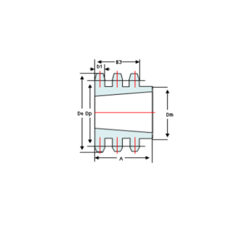 DTS-Products Kettingwiel taperlock triplex  16B-3  (1" x 17,02 mm)  Z = 30 gehard