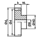 DTS-Products Recht gefreesd tandwiel moduul 1.25 Z = 12 met naaf