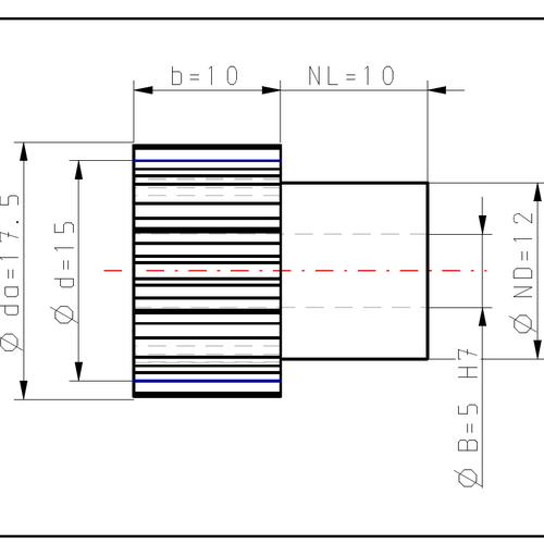 DTS-Products Recht gefreesd tandwiel moduul 1.25 Z = 12 met naaf