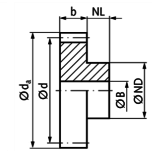 DTS-Products Recht gefreesd tandwiel moduul 1.25 Z = 13 met naaf