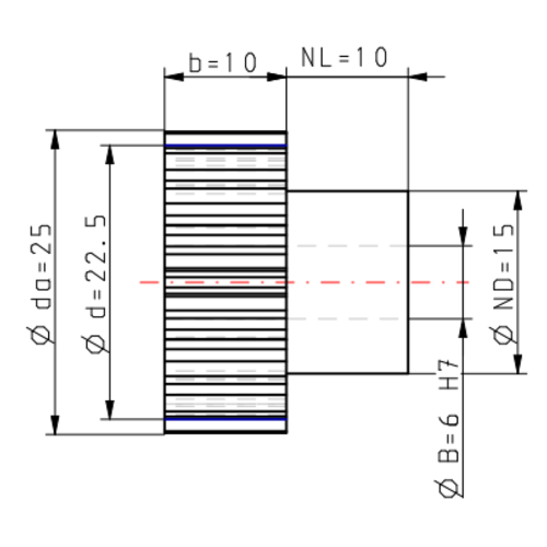 DTS-Products Recht gefreesd tandwiel moduul 1.25 Z = 18