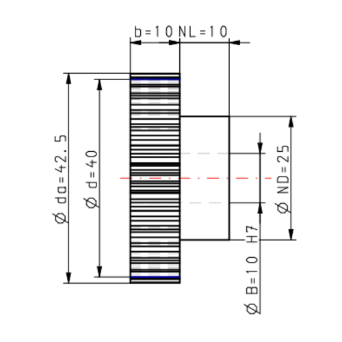 DTS-Products Recht gefreesd tandwiel moduul 1.25 Z = 32