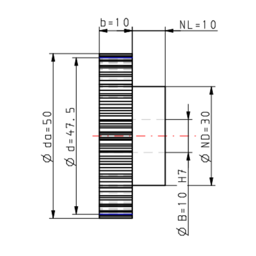 DTS-Products Recht gefreesd tandwiel moduul 1.25 Z = 38