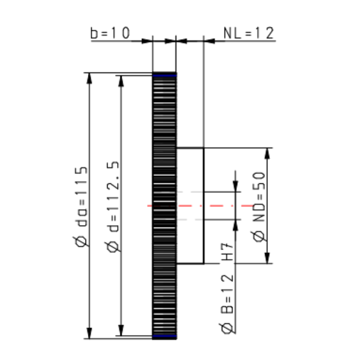 DTS-Products Recht gefreesd tandwiel moduul 1.25 Z = 90